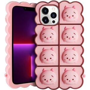 iPhone 13 Pro Max  Silicone Phone Case With 3D Bubble Pigs